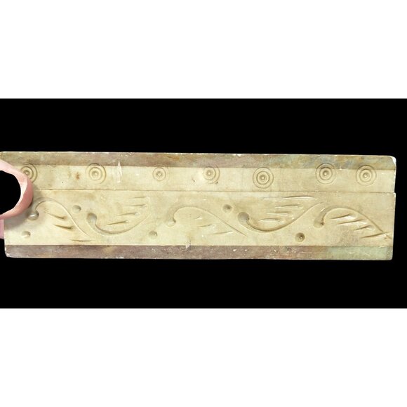 Hand Carved Floral Soap Tone Hinged Trinket Box - Picture 3 of 14